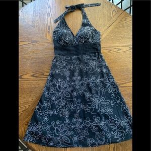 Black floral thread dress